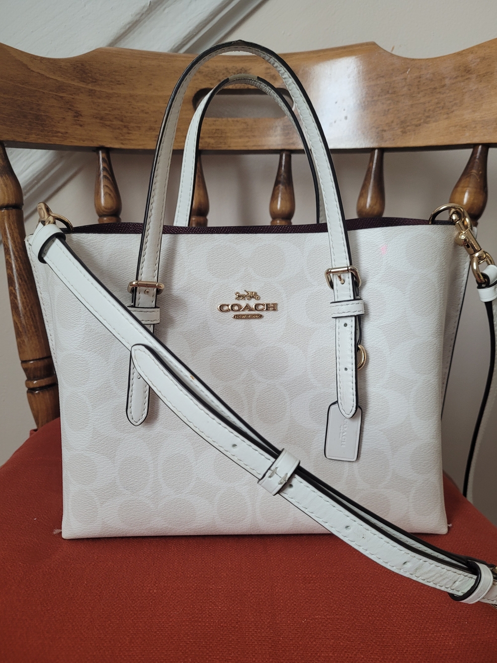 Coach Mollie Tote Bag 25 in Signature Canvas White